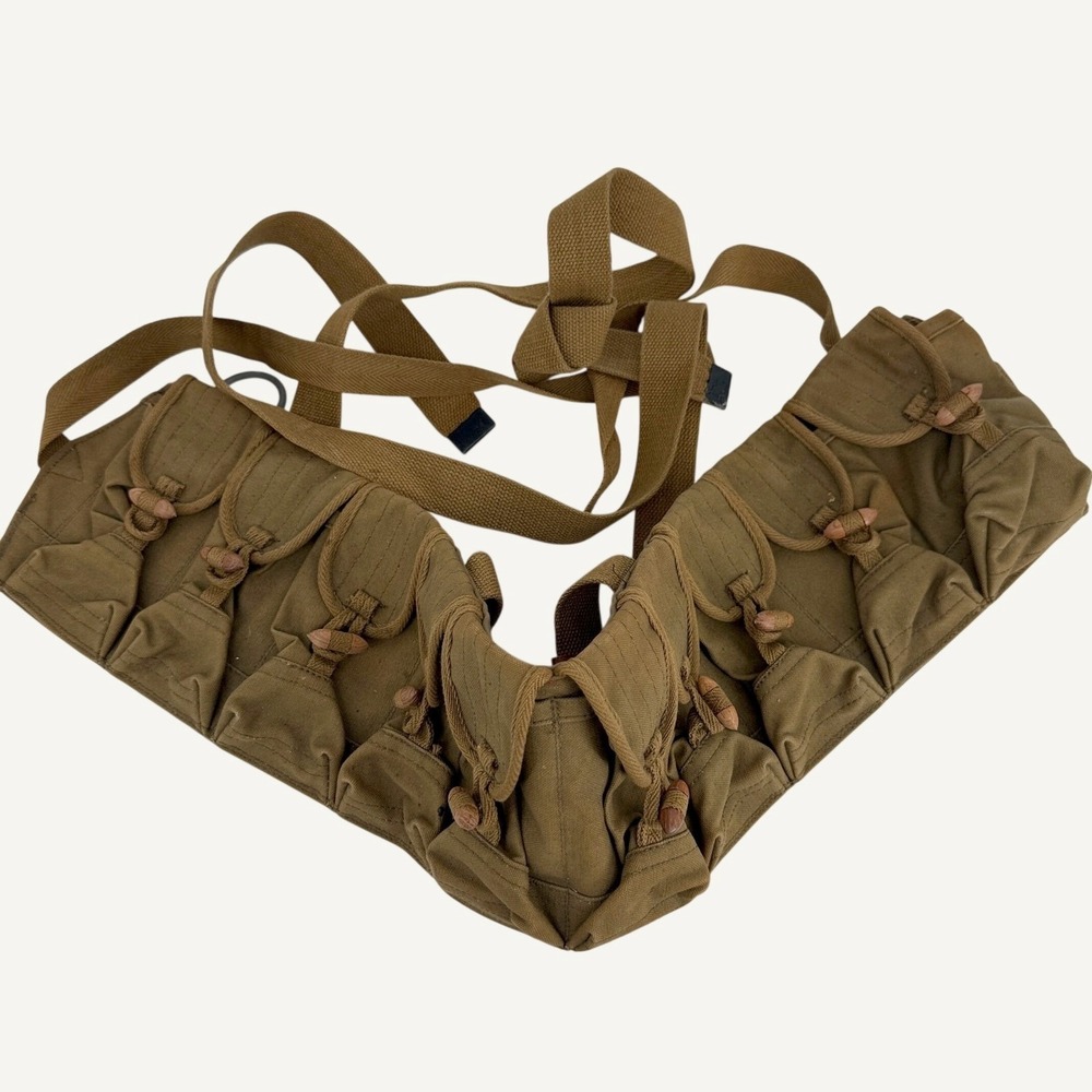VTG Vietcong 56 SKS Chest Rig 10 Pouch Canvas Ammo Pouch Olive Drab 1969 Stamp